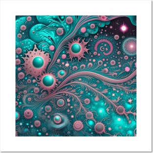 Other Worldly Designs- nebulas, stars, galaxies, planets with feathers Posters and Art